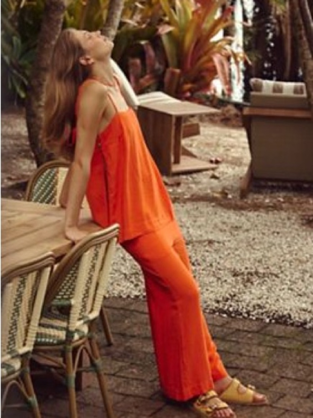 Women's Orange Wide-Leg Tank & Pant Set